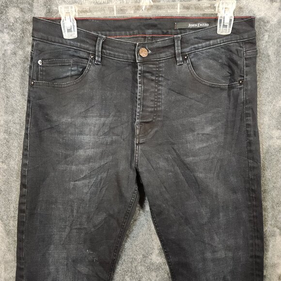 John Enzzo Men Jeans Luxury Designer Europe Size 38x32 Dark Wash Blue Denim - Picture 2 of 13